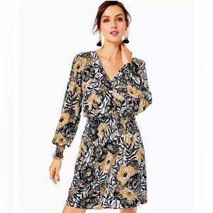 NWT Lilly Pulitzer Talley Long Sleeve Dress Onyx Peony Party Large